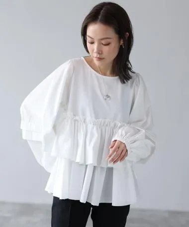 HERENCIA / 2-tier tiered volume sleeve  blouse
